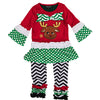 Simply Southern Preppy Classic Christmas Reindeer Holiday Toddler Dress Set T-Shirt