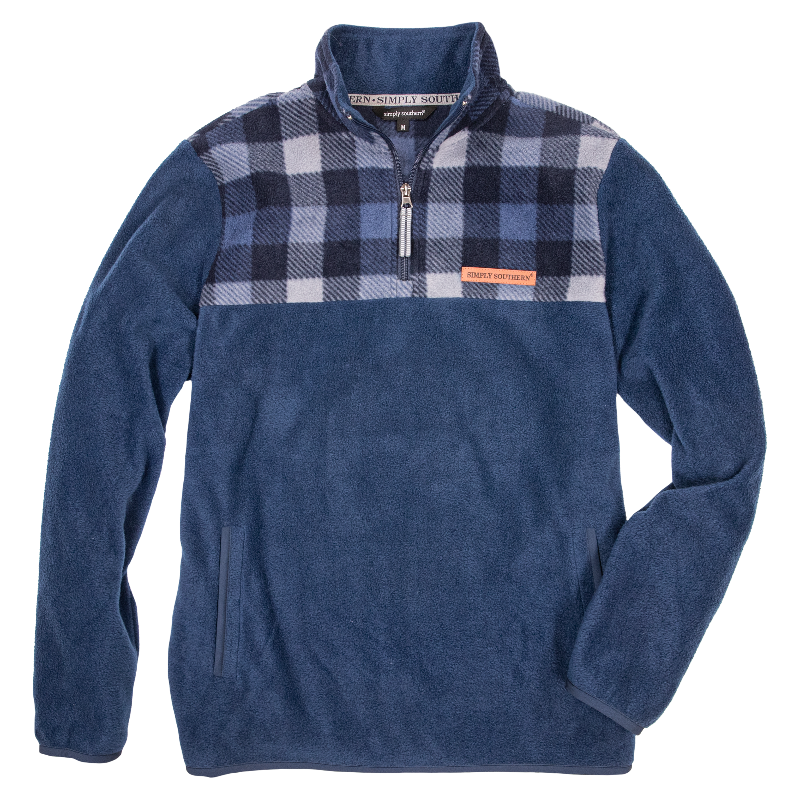 SALE Simply Southern Plaid Navy Fleece Pullover Sweater Unisex Jacket
