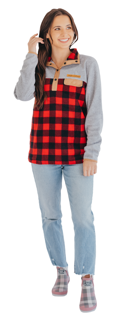 Simply Southern Classic Plaid Fleece Long Sleeve Crew Sweatshirt