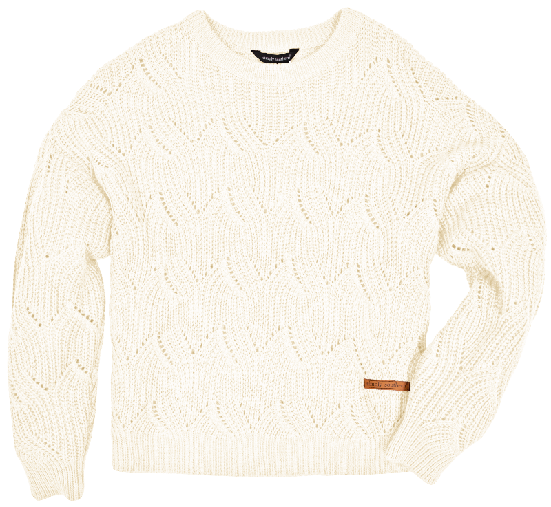 SALE Simply Southern Classic Braid White Long Sleeve Crew Sweatshirt