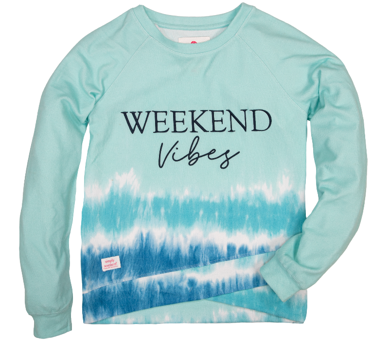 SALE Simply Southern Weekend Vibes Stripe Tiedye Crew T-Shirt