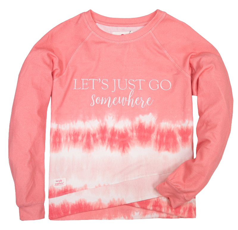 SALE Simply Southern Go Somewhere Stripe Tiedye Crew T-Shirt
