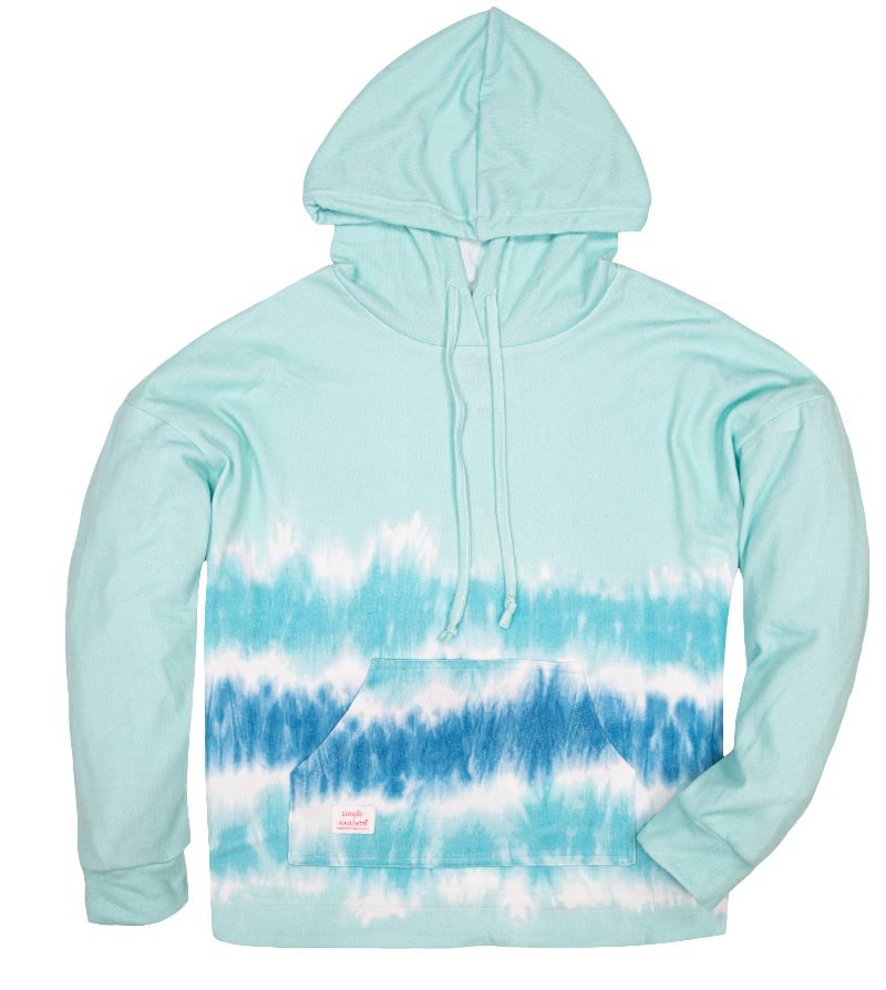 Simply Southern Blue Stripe Tiedye Pullover Hoodie T-Shirt