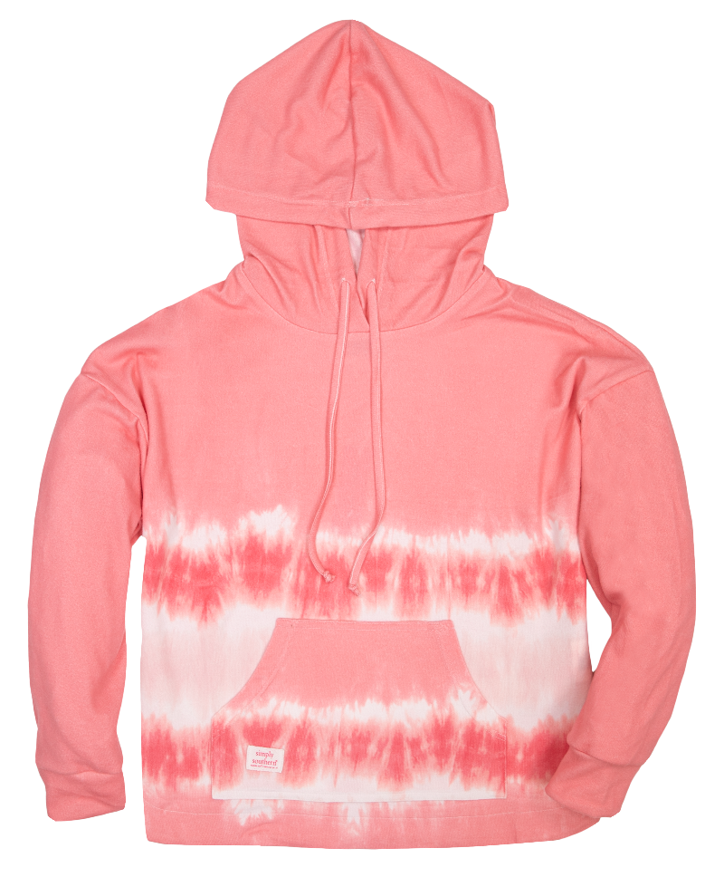 SALE Simply Southern Pink Stripe Tiedye Pullover Hoodie T-Shirt