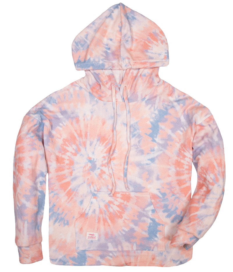 Simply Southern Peach Swirl Tiedye Pullover Hoodie T-Shirt