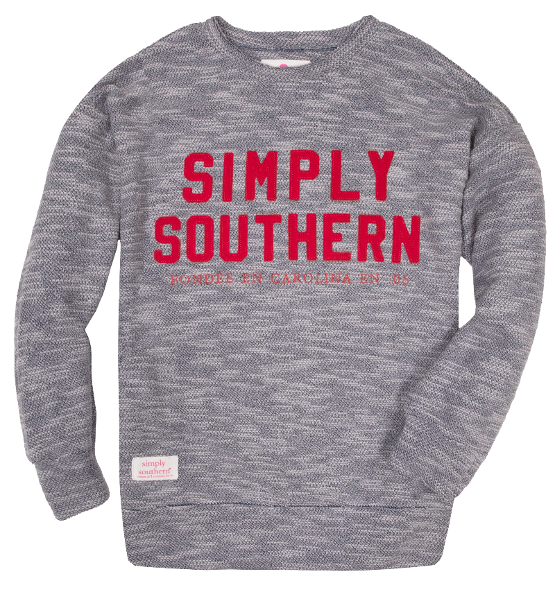Simply Southern Red Logo Terry Pullover Soft Crew Sweatshirt