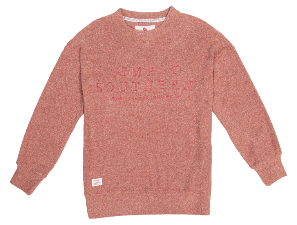 Simply Southern Brick Terry Pullover Soft Crew Sweatshirt