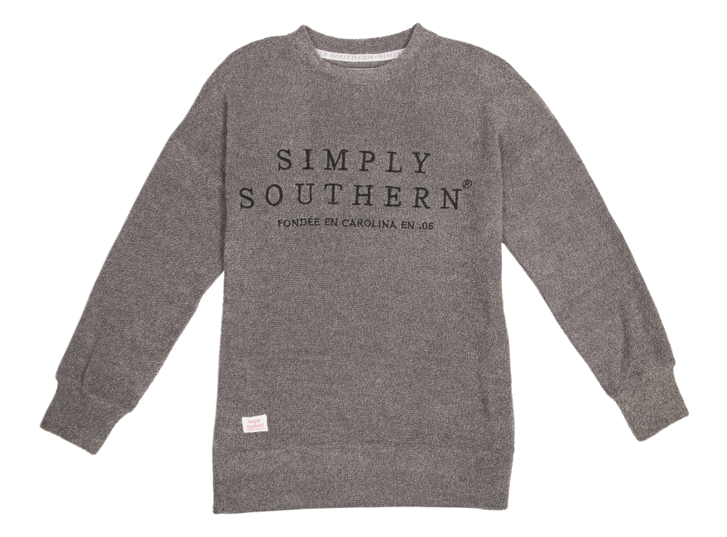 Simply Southern Slate Terry Pullover Soft Crew Sweatshirt