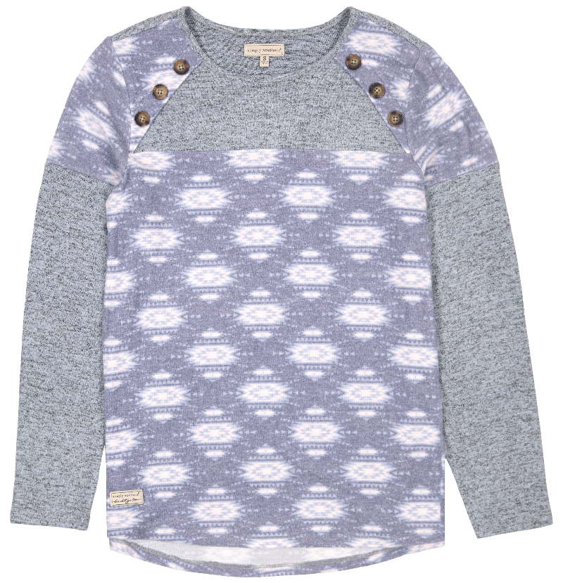 SALE Simply Southern Aztec Button Top Long Sleeve T-Shirt