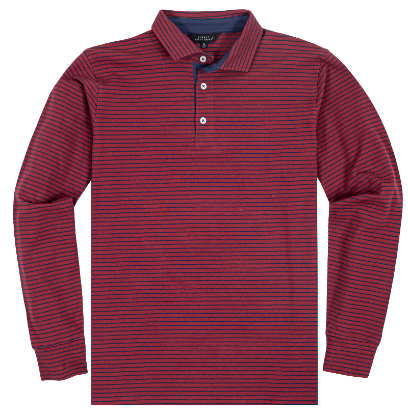SALE Simply Southern Classic Maroon Unisex Polo Long Sleeve T-Shirt
