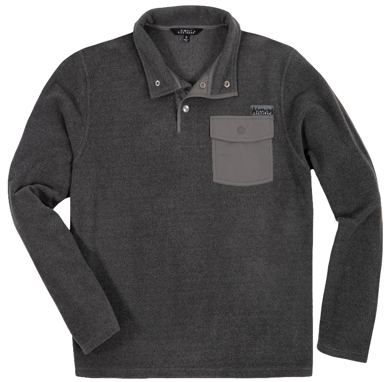 SALE Simply Southern Dark Grey Snap Pullover Sweater Unisex Jacket