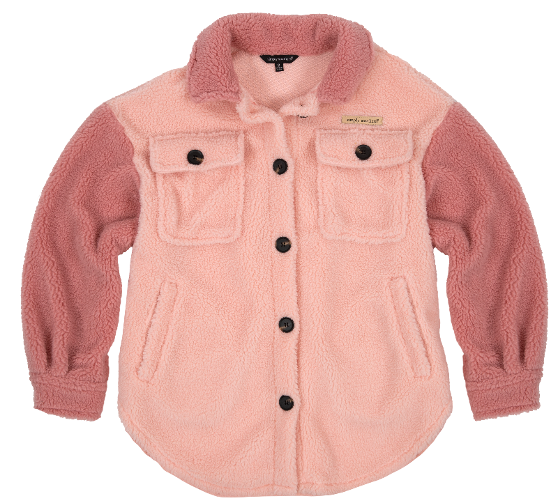 SALE Simply Southern Pink Long Sleeve Soft Sherpa Shacket