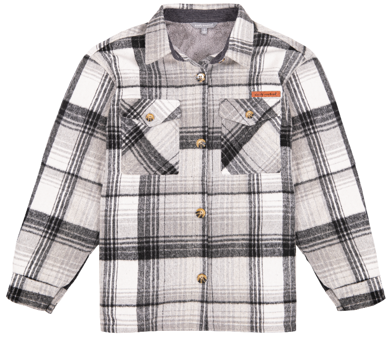 Simply Southern Grey Plaid Sweater Jacket Shacket