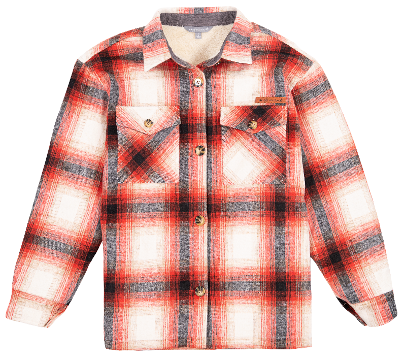 Simply Southern Red Plaid Sweater Jacket Shacket
