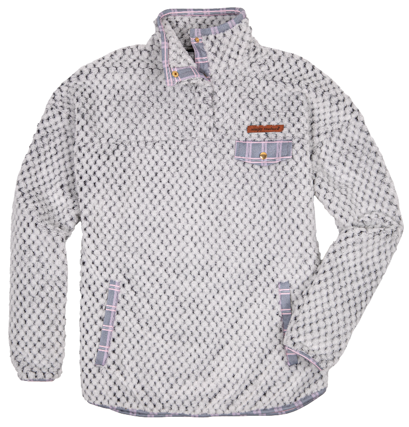 Simply Southern Plaid Long Sleeve Soft Sherpa Pullover Sweatshirt