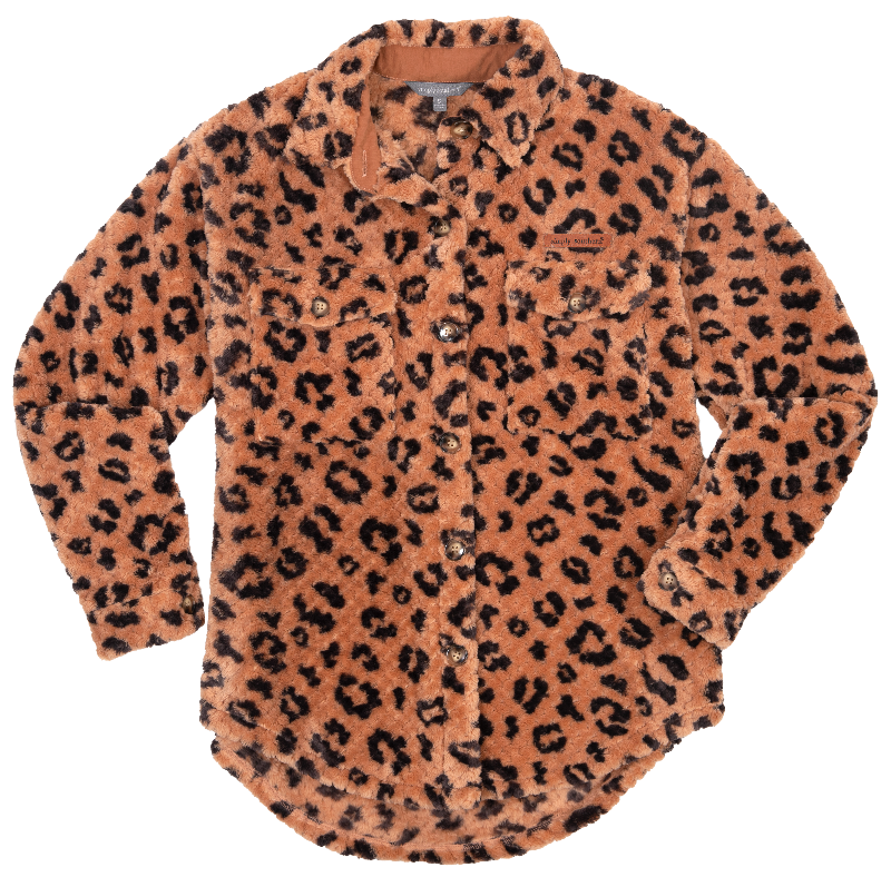 Simply Southern Leopard Soft Sherpa Shacket Jacket