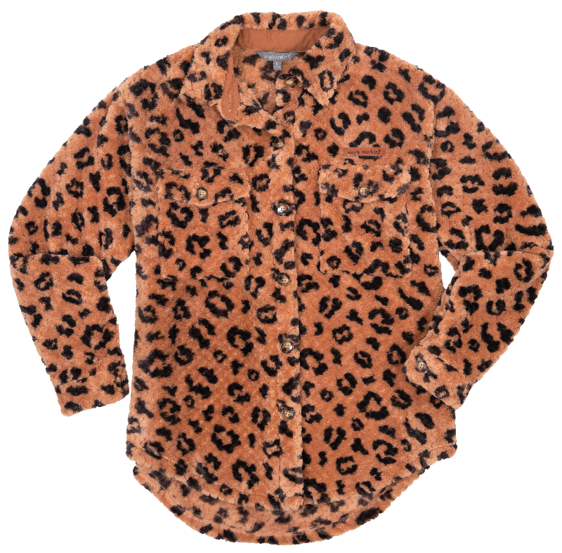 SALE Simply Southern Leopard Soft Sherpa Shacket Jacket