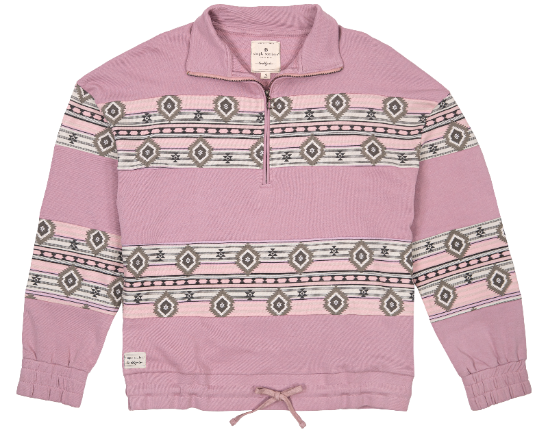SALE Simply Southern Quarter Zip Stripe Aztec Pullover Jacket