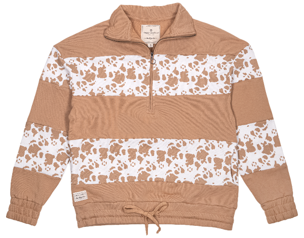 SALE Simply Southern Quarter Zip Stripe Cow Pullover Jacket