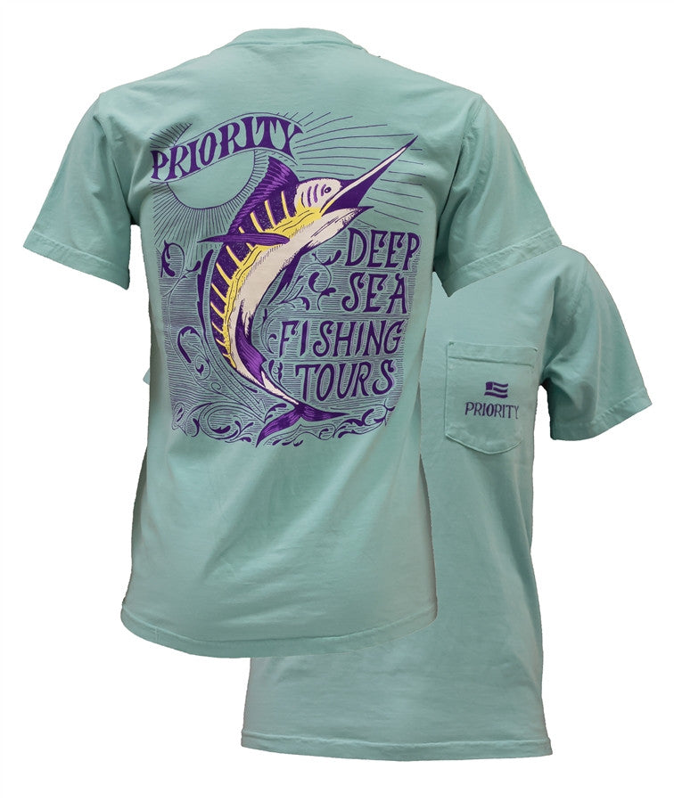 Southern Couture High Priority Deep Sea Fishing Fish Country Pocket unisex Bright T Shirt Large / Chalky Mint