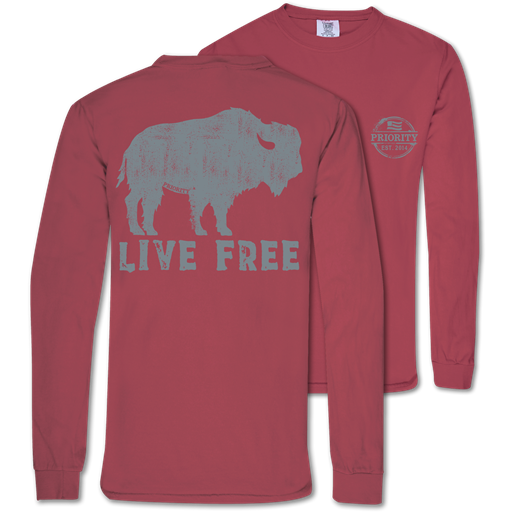 Couture Priority Live Free Buffalo Comfort Colors Unisex Long Sleeve T-Shirt