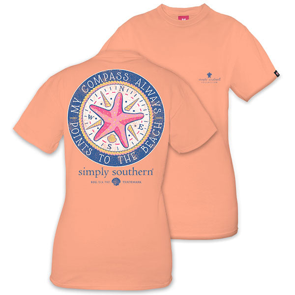 SALE Simply Southern Preppy Compass Points To The Beach Starfish T-Shirt
