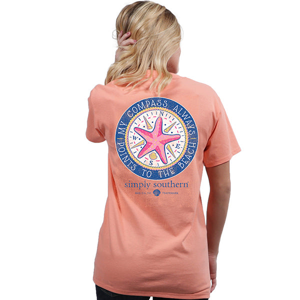 SALE Simply Southern Preppy Compass Points To The Beach Starfish T-Shirt