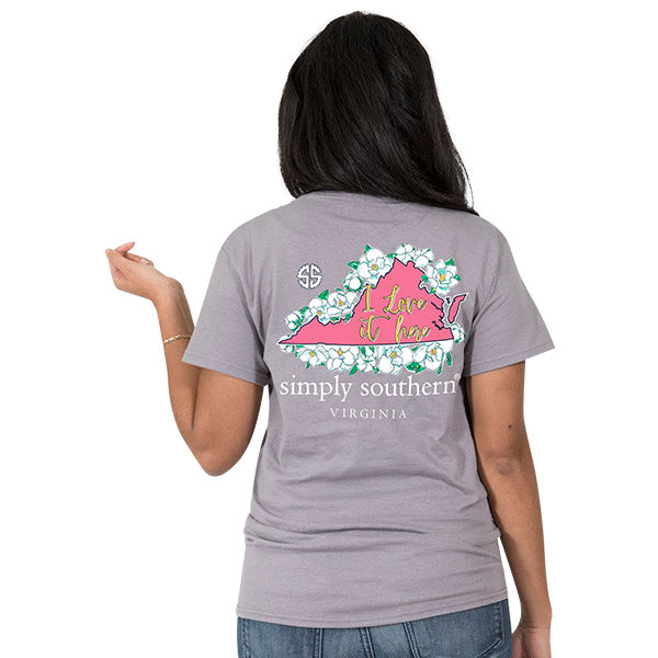 SALE Simply Southern Virginia State I Love it Here Home Flowers VA T-Shirt