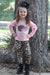 Youth Baby Pink Pumpkin Fall Long Sleeve Top with Leopard Leggings Pants Set