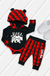 Plaid Hoodie Baby Bear Little Man Baby Onesie Pants Set