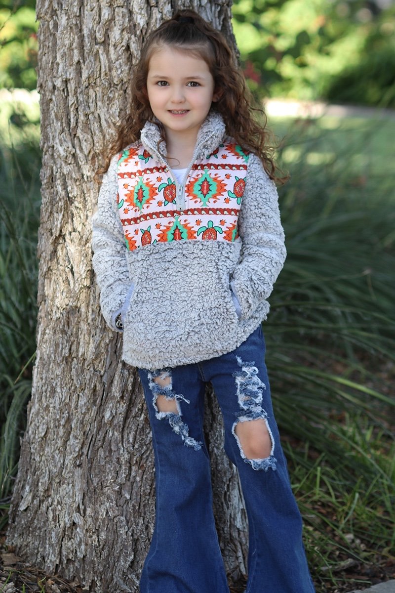 SALE Mommy &amp; Me Baby Youth Aztec Turtle Printed Sherpa Jacket Sweater