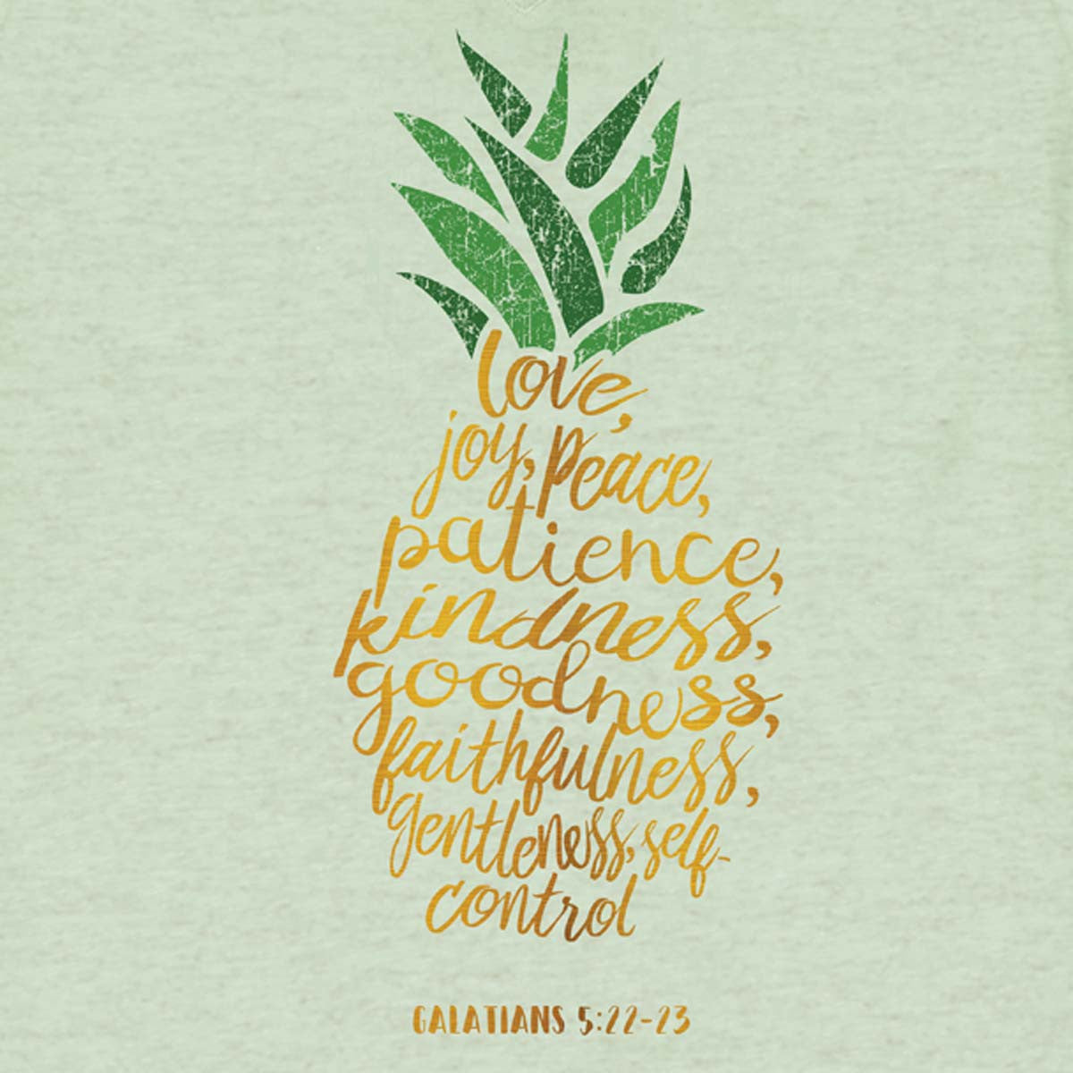 Sale Cherished Girl Grace &amp; Truth Pineapple Love Joy Peace V-Neck Girlie Christian Bright T Shirt