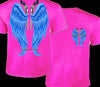Country Life Outfitters Pink &amp; Blue Wings Guns Vintage Girlie Bright T Shirt - SimplyCuteTees