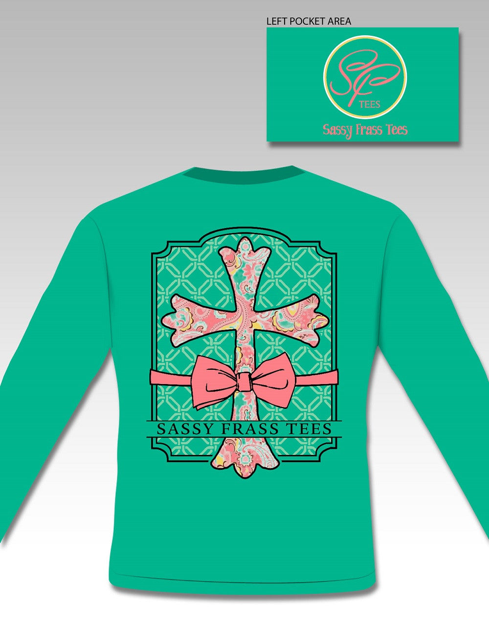 SALE Sassy Frass Preppy Raegan Cross Bow Christian Comfort Colors Long Sleeve Bright T Shirt