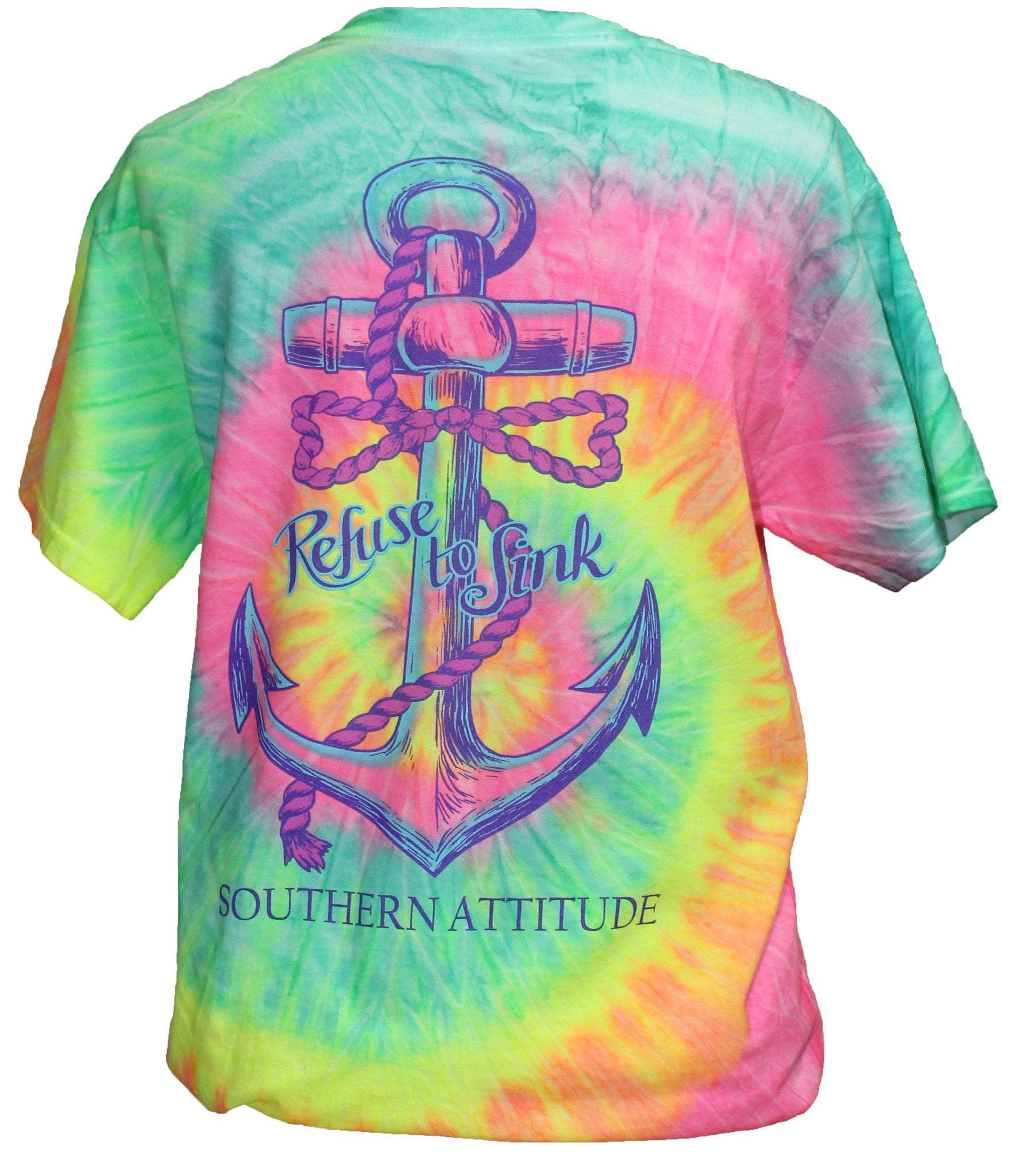 Southern Attitude Refuse To Sink Anchor Tie Dye T-Shirt
