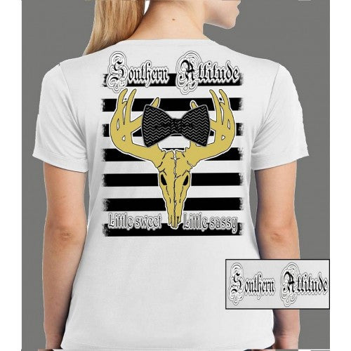 Sale Country Life Southern Attitude Preppy Gold Glitter Deer Bow T-Shirt