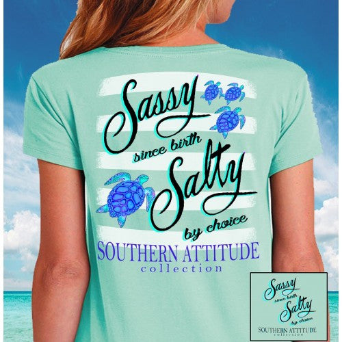 Southern Attitude Mint Turtles Sassy Since Birth T-Shirt