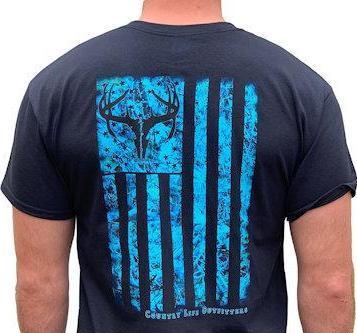 Country Life Outfitters Vintage USA Deer Blue Camo Flag Unisex T-Shirt