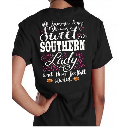 Southern Attitude Preppy Sweet Southern Lady Football T-Shirt