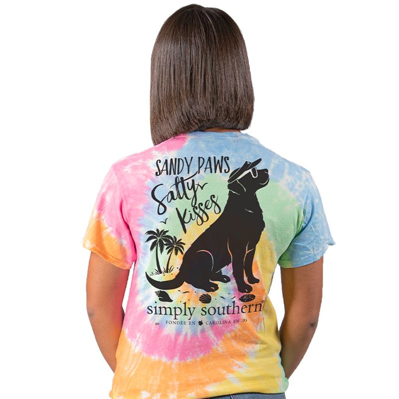SALE Simply Southern Preppy Sandy Paws & Salty Kisses Tie Dye T-Shirt
