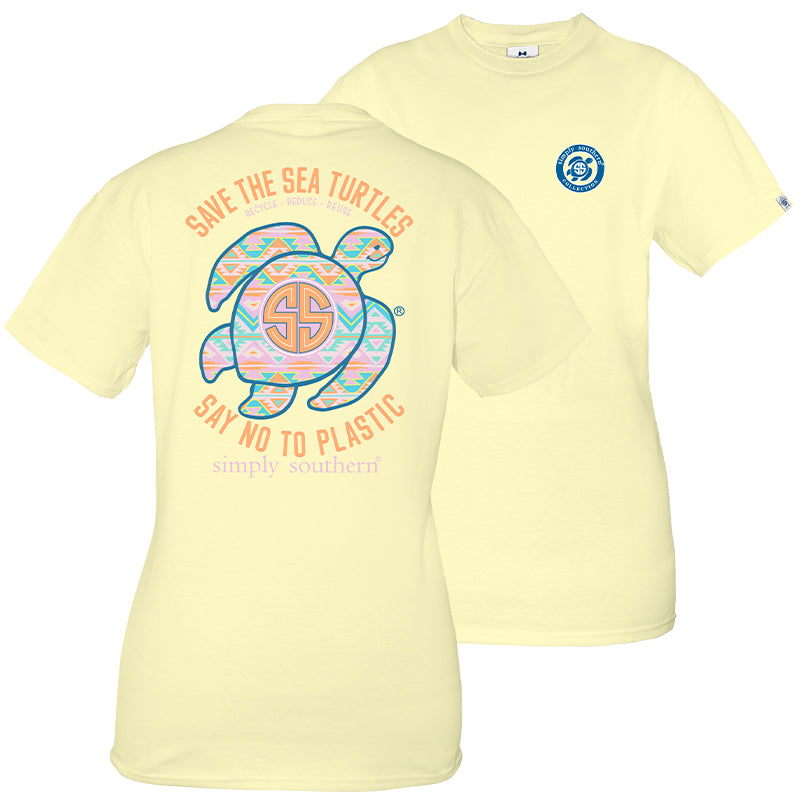 Simply Southern Preppy Save The Turtles Aztec Turtle T-Shirt