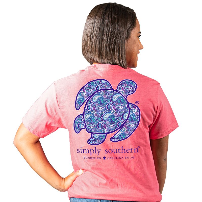 SALE Simply Southern Preppy Save The Turtles Paisley Turtle T-Shirt