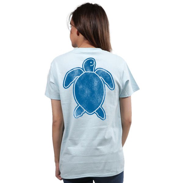 SALE Simply Southern Preppy Washed Logo Ice Blue Pocket Save The Turtles Collection T-Shirt