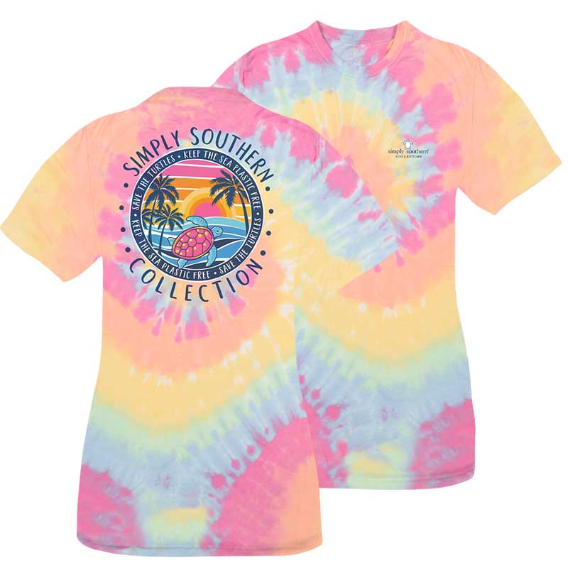 SALE Simply Southern Preppy Save The Turtles Plastic Free Tie Dye Turtle T-Shirt