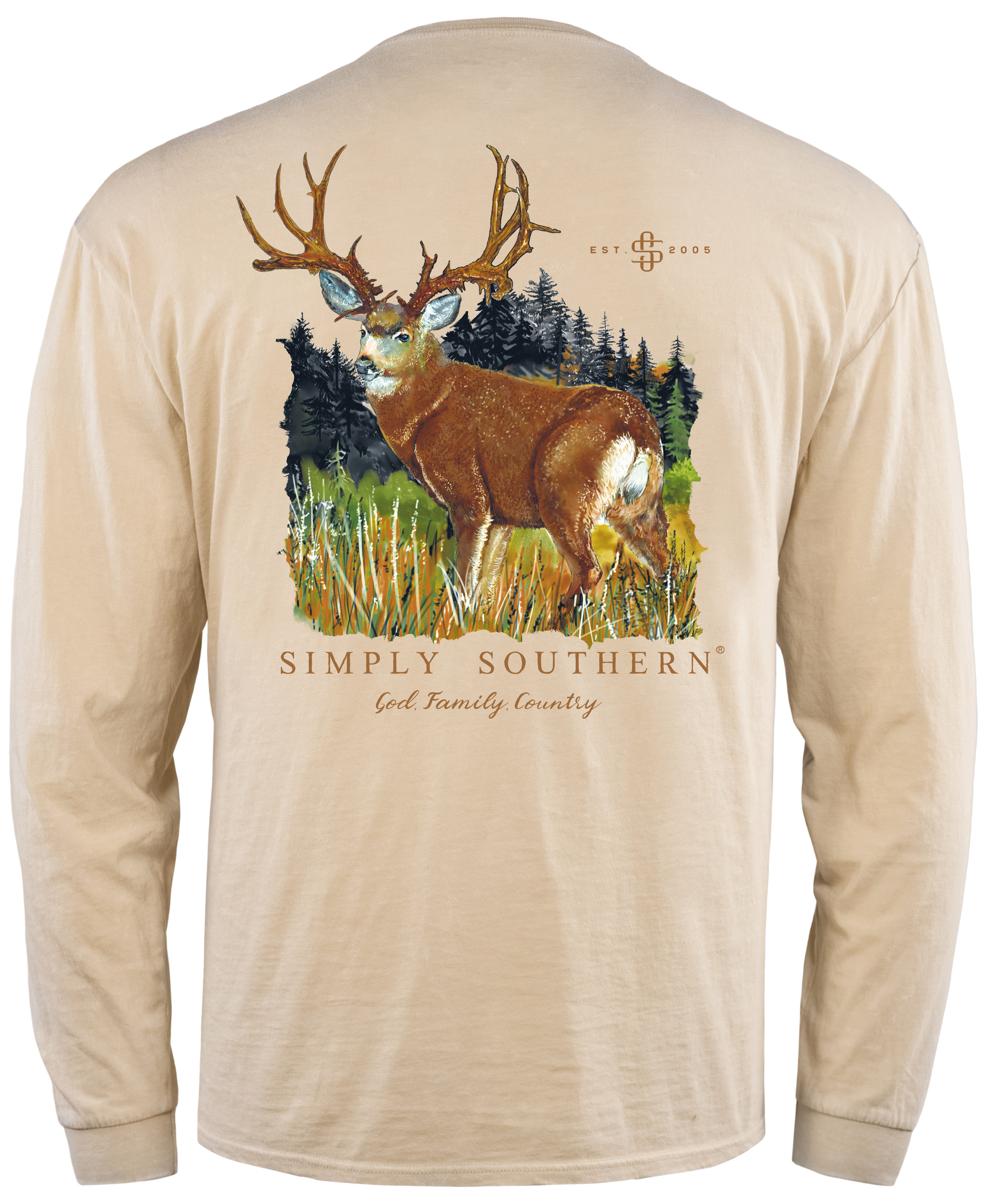 SALE Simply Southern Country Deer Sand Unisex Long Sleeve T-Shirt