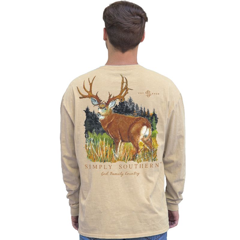 SALE Simply Southern Country Deer Sand Unisex Long Sleeve T-Shirt