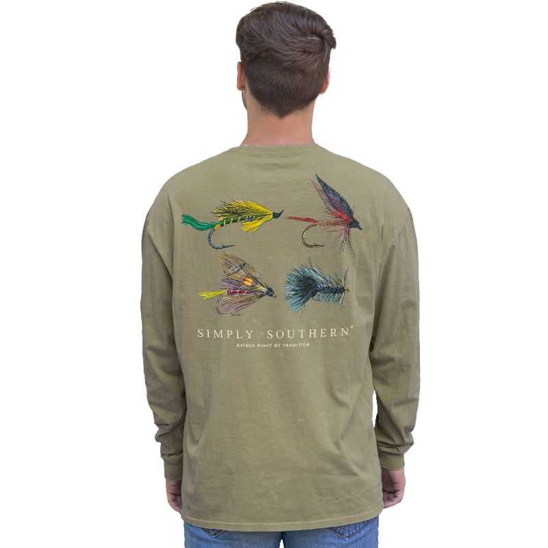 SALE Simply Southern Fish Fly Olive Unisex Long Sleeve T-Shirt