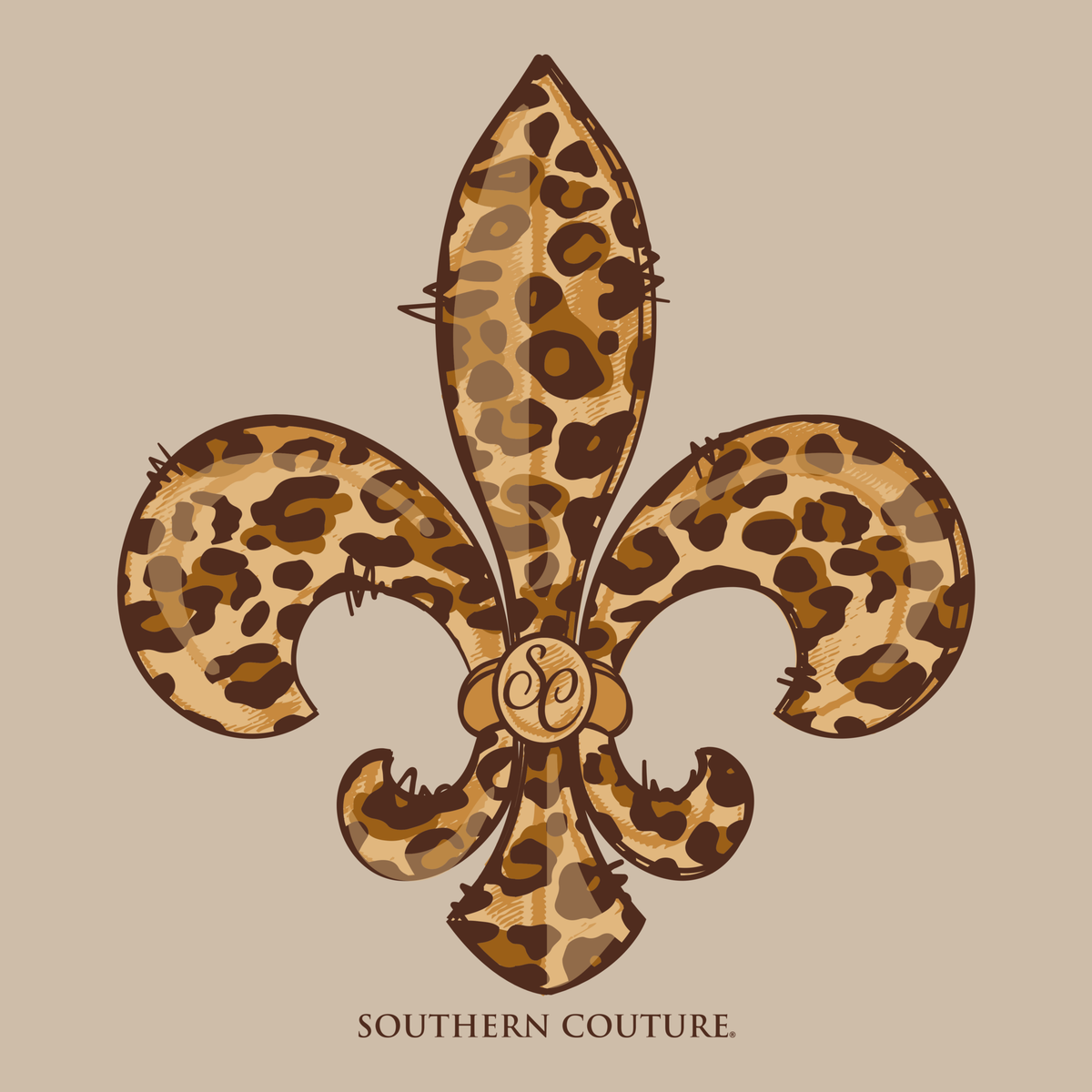 SALE Southern Couture Leopard Fleur De Lis Soft T-Shirt