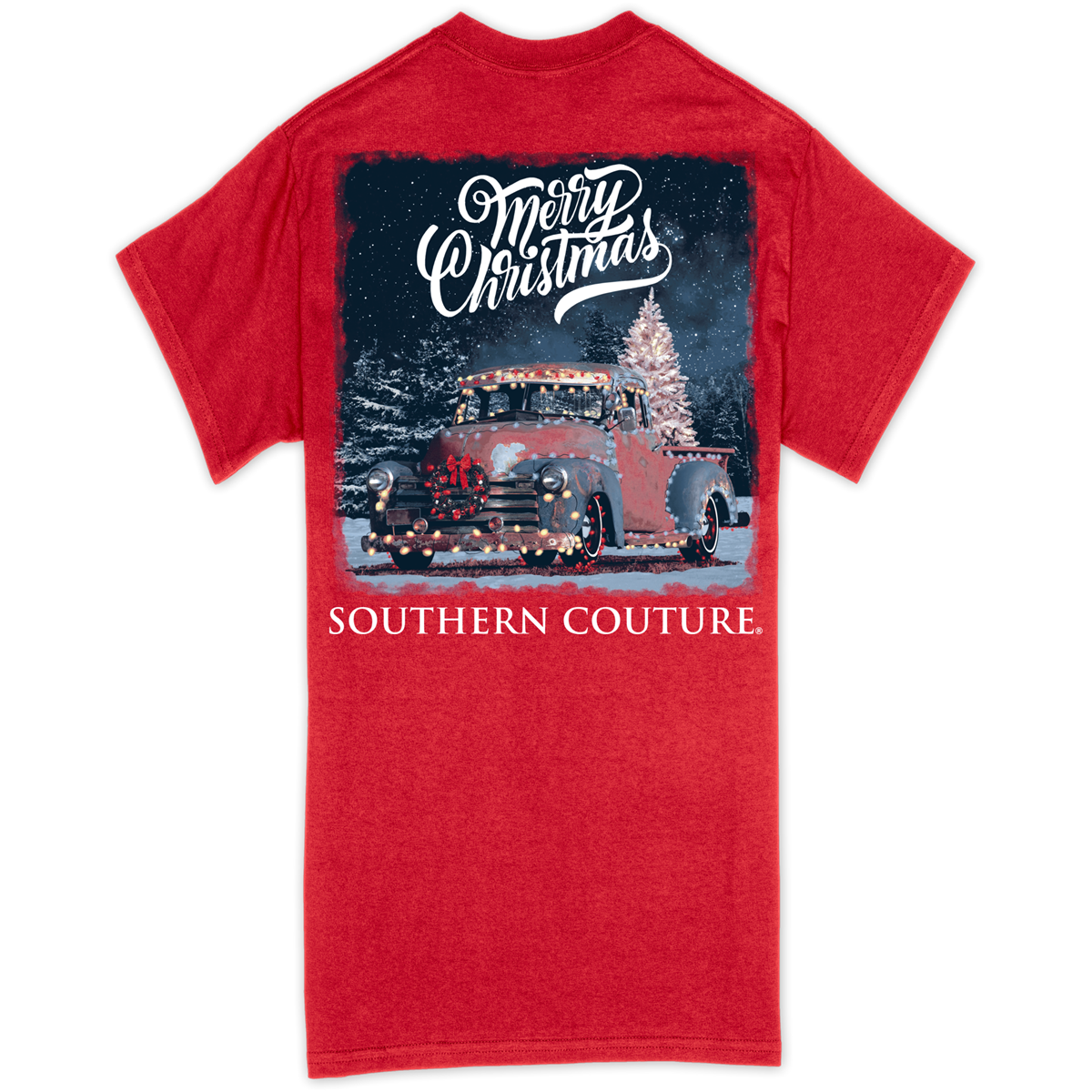 Southern Couture Classic Merry Christmas Light Truck T-Shirt