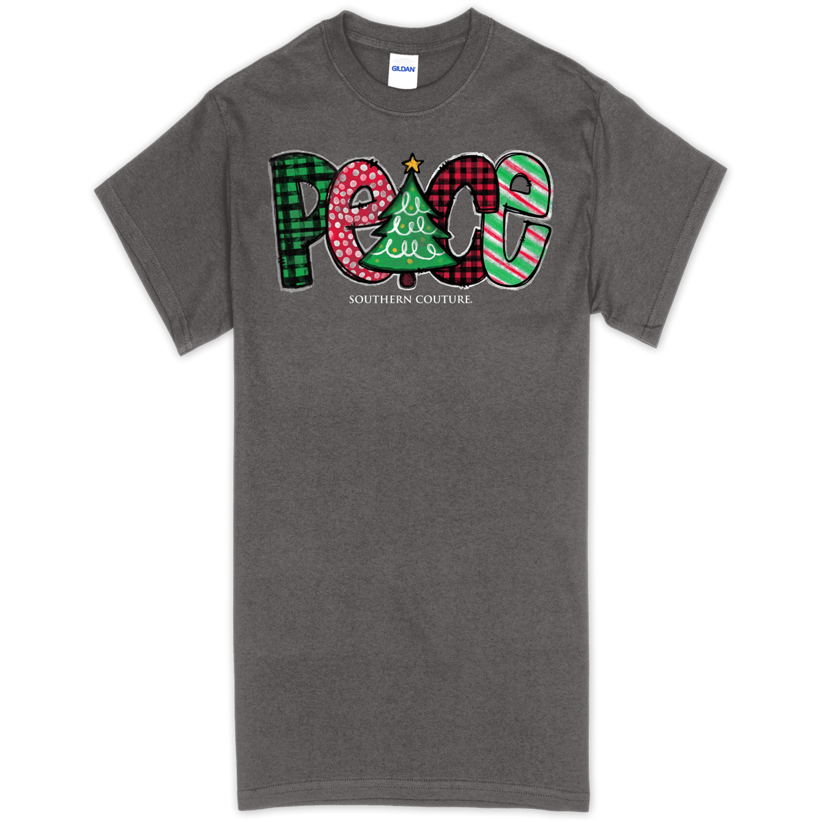 Southern Couture Patterned Peace Holiday Soft T-Shirt